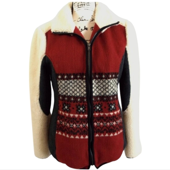 Upcountry by Du Monde Aztec Print Long Sleeve Full Zip Fleece Jacket Size Small - Picture 1 of 6